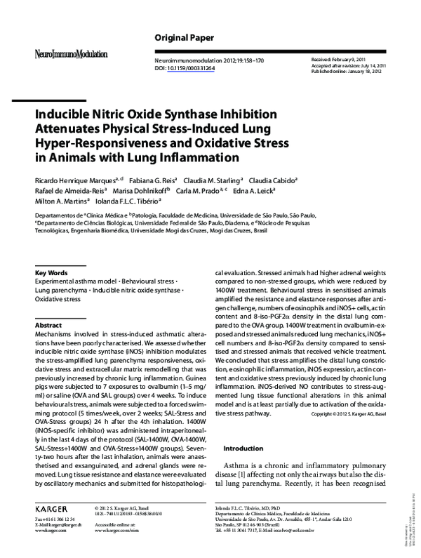 (PDF) Role of nitric oxide synthases in elastaseinduced emphysema
