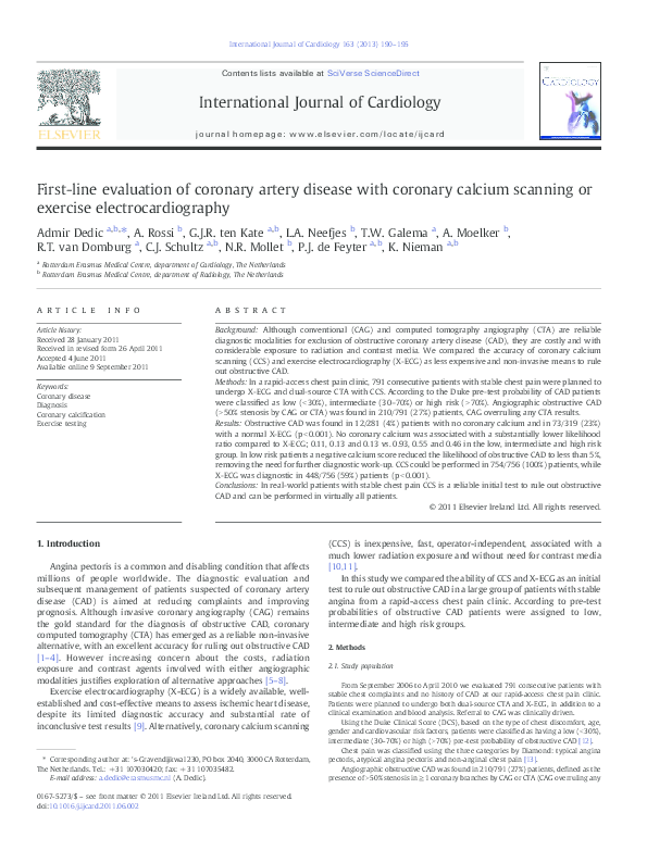 (PDF) First-line evaluation of coronary artery disease with coronary ...