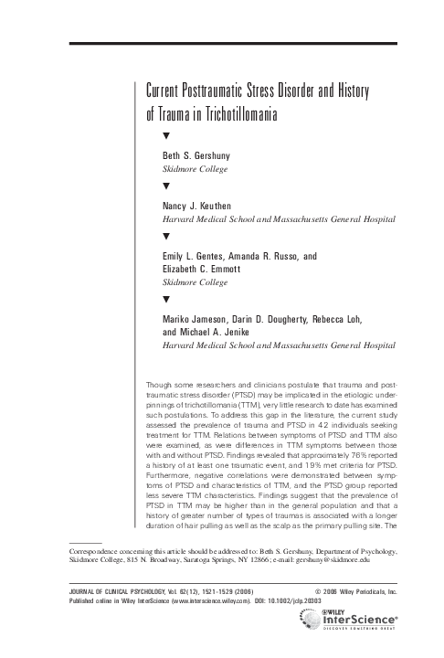 Trichotillomania college essay picture