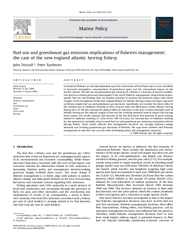 (PDF) Fuel use and greenhouse gas emission implications of fisheries ...