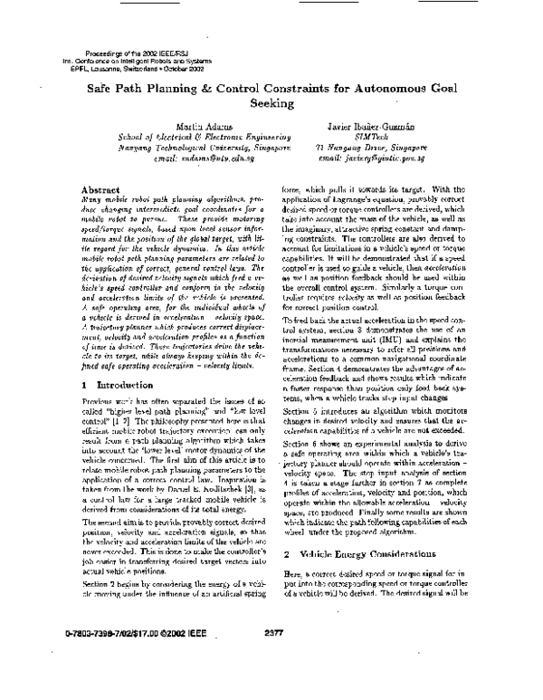 (PDF) Safe path planning and control constraints for autonomous goal ...
