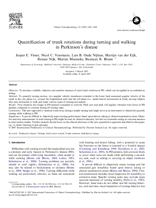 (PDF) Quantification of trunk rotations during turning and walking in ...