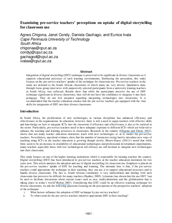 (PDF) Examining pre-service teachers' perceptions on uptake of digital ...