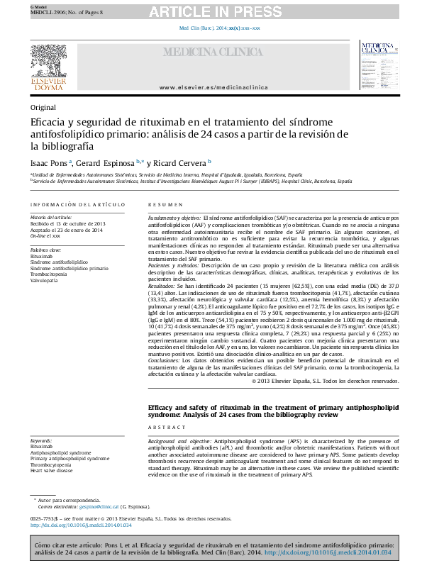 (PDF) [Efficacy and safety of rituximab in the treatment of primary ...