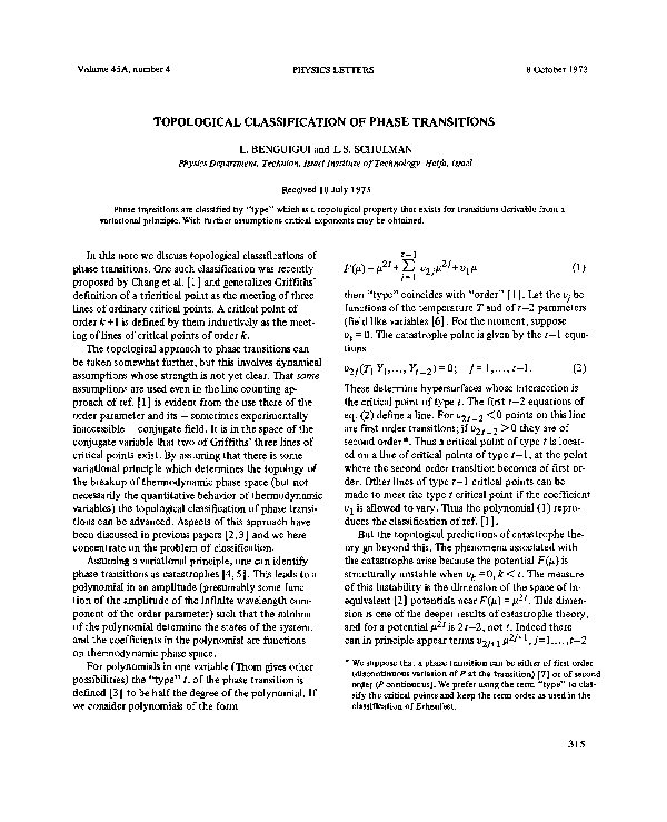 (PDF) Topological classification of phase transitions