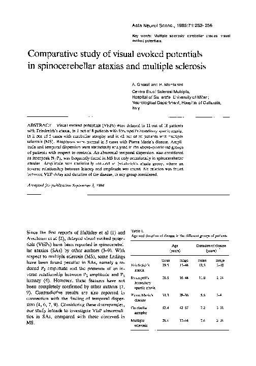 (PDF) Comparative study of visual evoked potentials in spinocerebellar ...