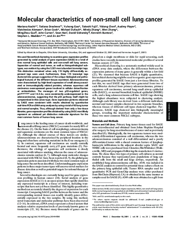 (PDF) Molecular characteristics of non-small cell lung cancer