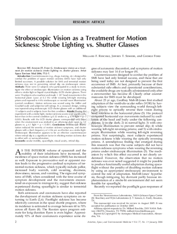 (PDF) Stroboscopic vision as a treatment for motion sickness strobe