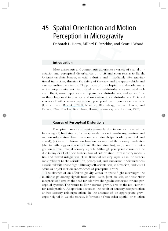 (PDF) Spatial Orientation and Motion Perception in Microgravity
