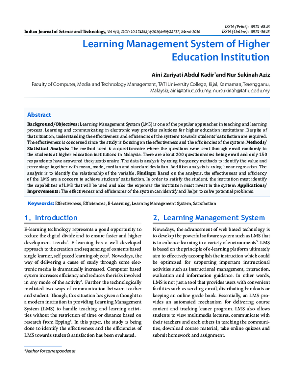 (PDF) Learning Management System at Higher Education