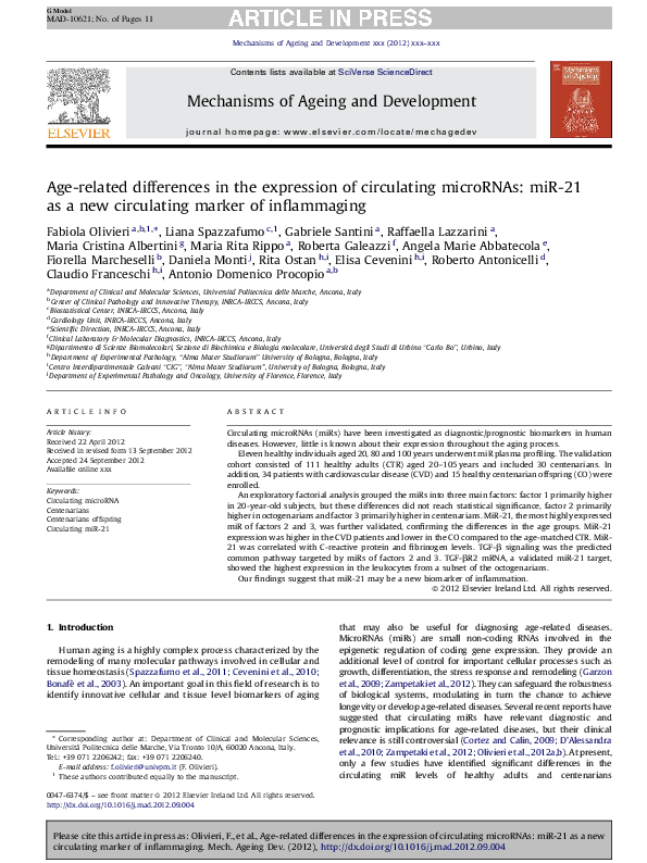 (PDF) Age-related differences in the expression of circulating ...