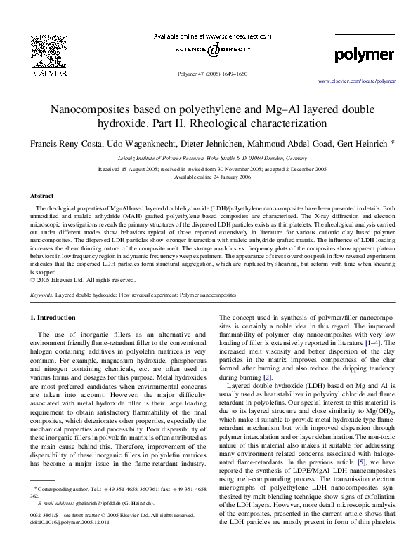 (PDF) Nanocomposites based on polyethylene and Mg–Al layered double ...