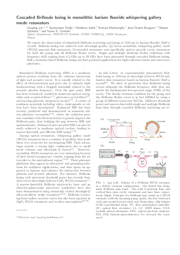(PDF) Cascaded Brillouin lasing in monolithic barium fluoride ...