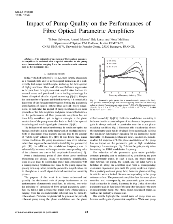 (PDF) Impact of pump quality on the performances of fibre optical ...