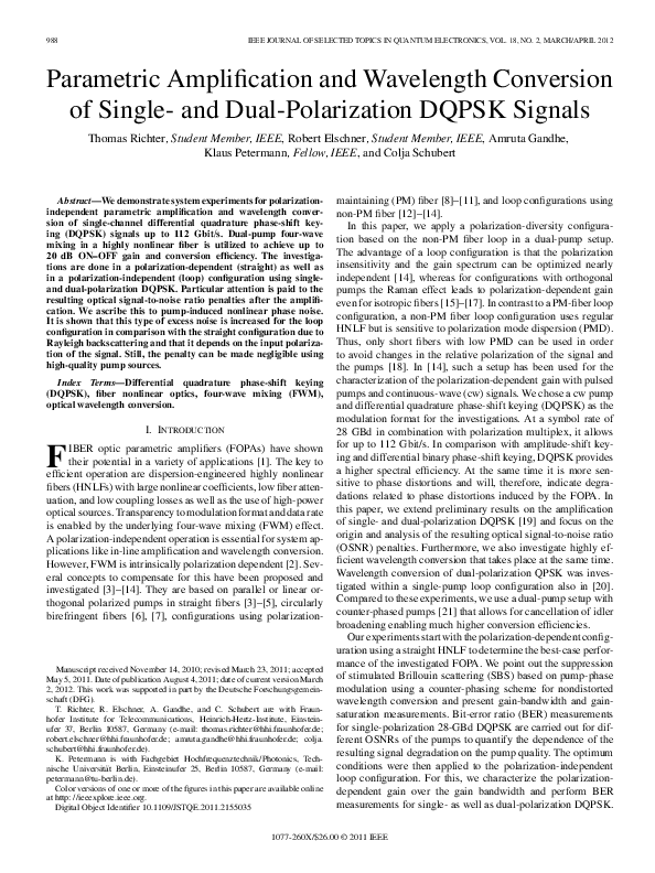 (PDF) Parametric amplification and wavelength conversion in the 1040 ...