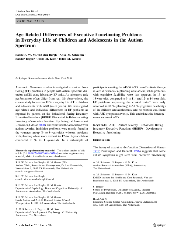 (PDF) Age Related Differences of Executive Functioning Problems in ...