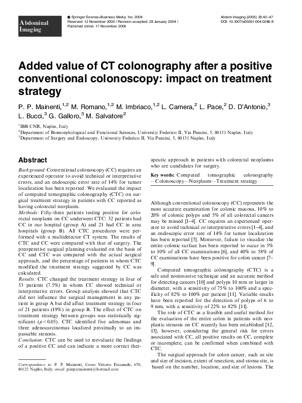 (PDF) Added value of CT colonography after a positive conventional