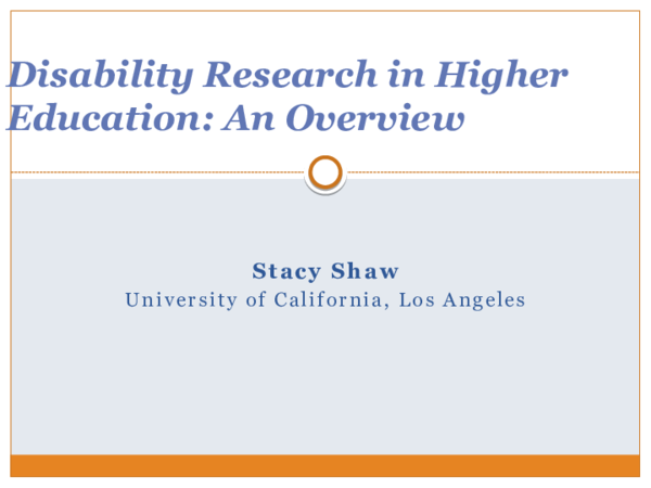 (PPT) Disability Research in Higher Education: An Overview