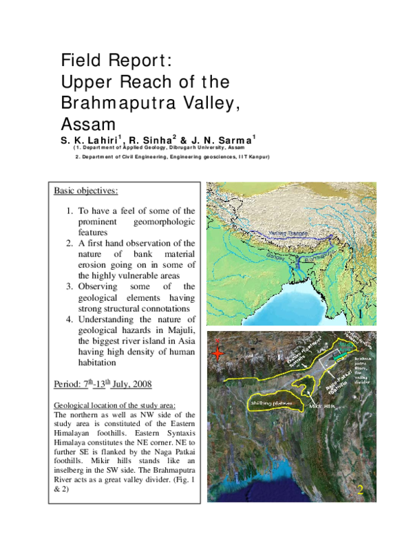 (PDF) Field Report: Upper Reach of the Brahmaputra Valley, Assam