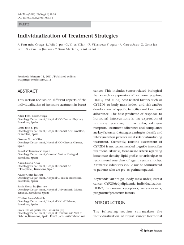 (PDF) Individualization of treatment strategies