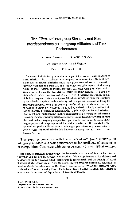 (PDF) The effects of intergroup similarity and goal interdependence on ...