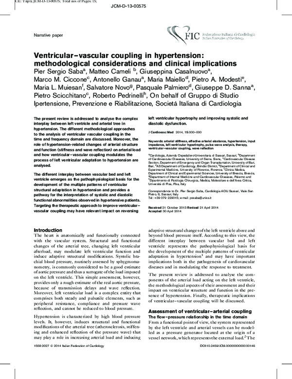(PDF) Ventricular–vascular coupling in hypertension