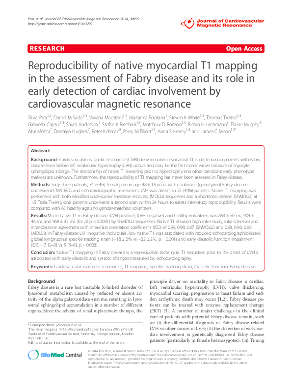 (PDF) Reproducibility of native myocardial T1 mapping in the assessment ...