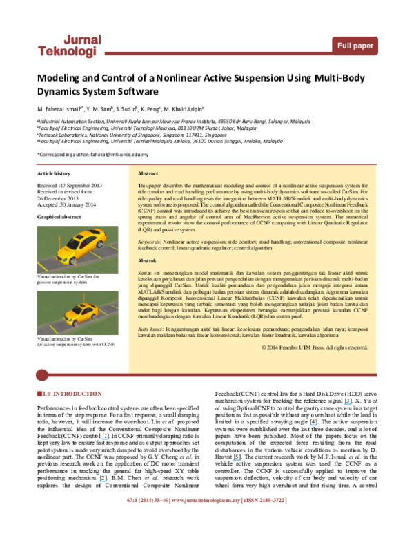 (PDF) Modeling and Control of a Nonlinear Active Suspension Using Multi ...