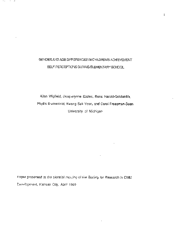 (PDF) Age and Gender Differences in Children's Self- and Task ...