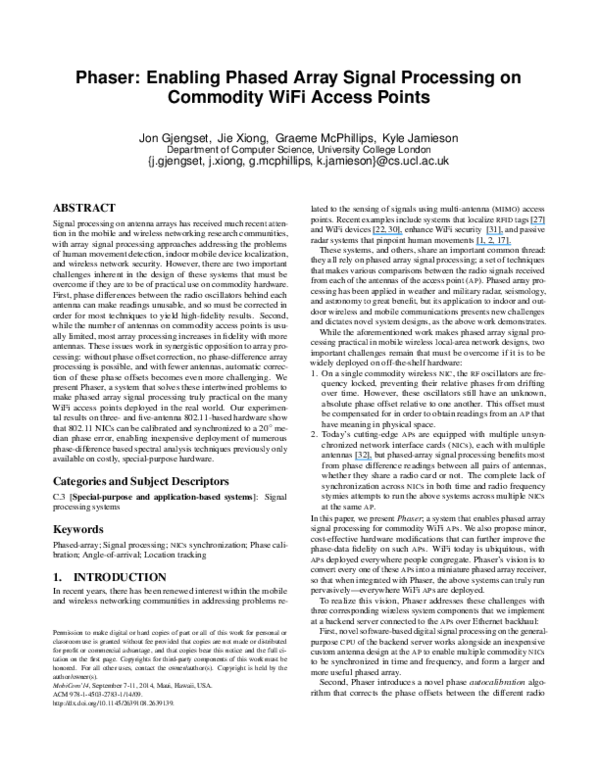 (PDF) Phaser: enabling phased array signal processing on commodity WiFi ...