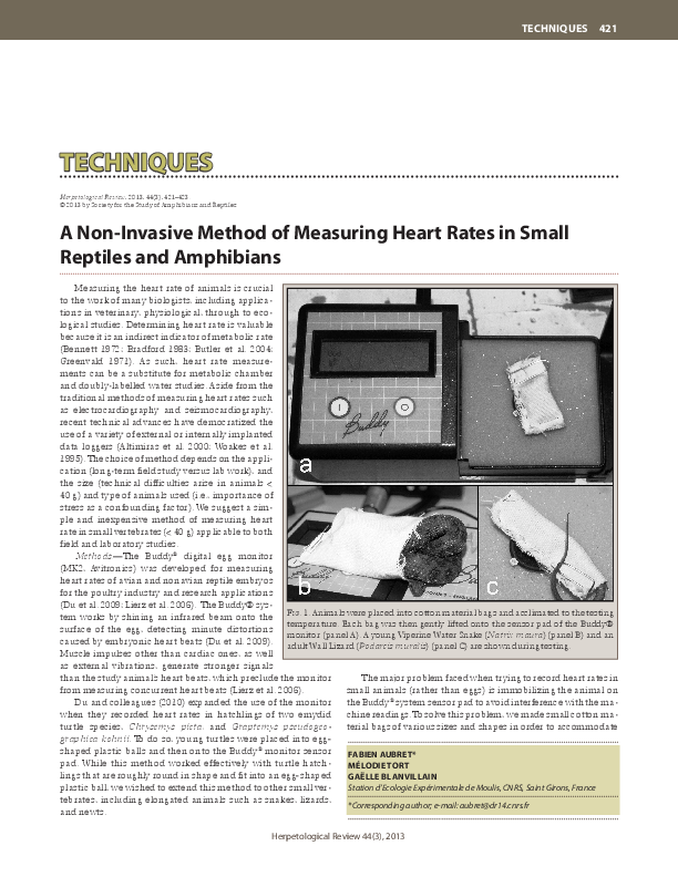 (PDF) A non-invasive method of measuring heart rates in small reptiles ...
