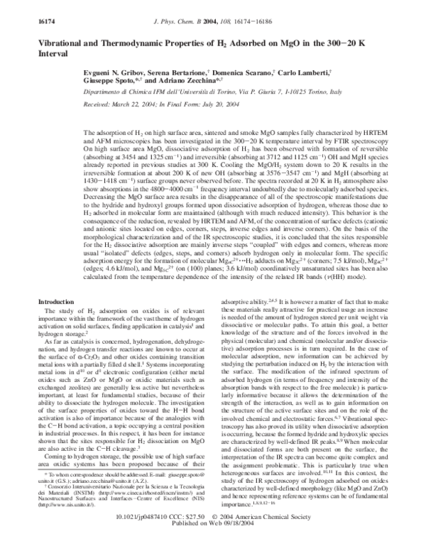 (PDF) Vibrational and Thermodynamic Properties of H 2 Adsorbed on MgO ...