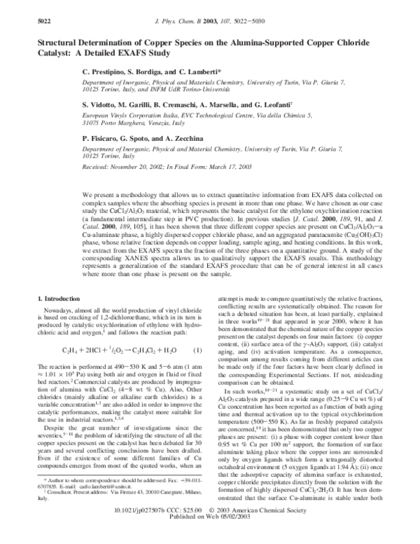 (PDF) Structural Determination of Copper Species on the Alumina