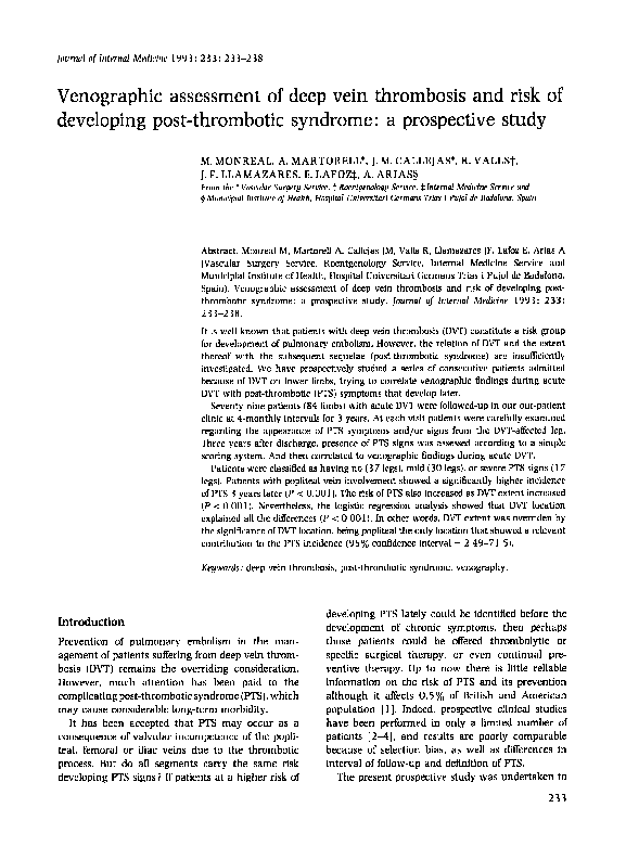 (PDF) Venographic assessment of deep vein thrombosis and risk of ...