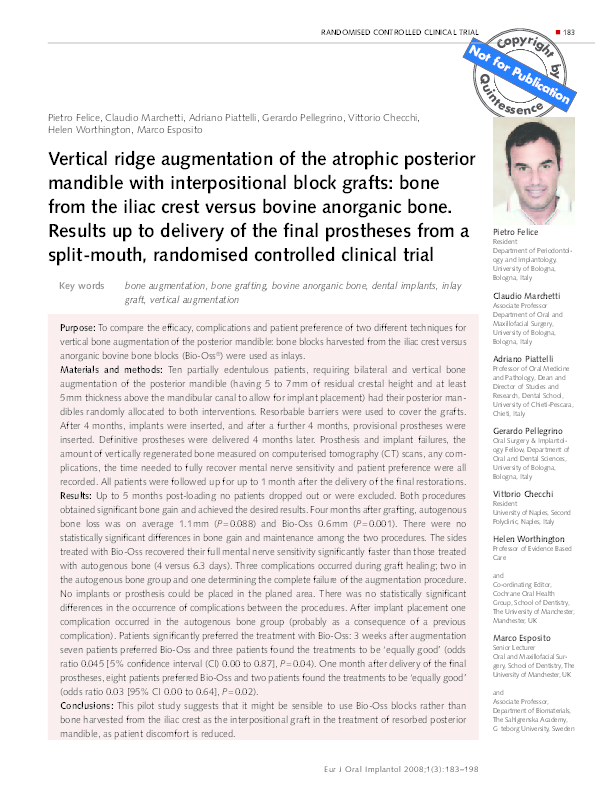 (PDF) Vertical ridge augmentation of atrophic posterior mandible using ...