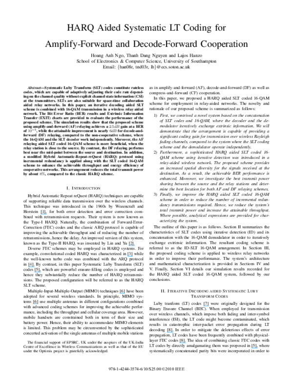 (PDF) HARQ Aided Systematic LT Coding for Amplify-Forward and Decode ...