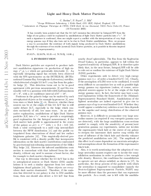 (PDF) Light and heavy dark matter particles