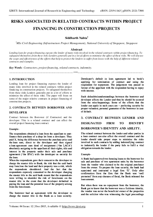 Construction Risk Financing