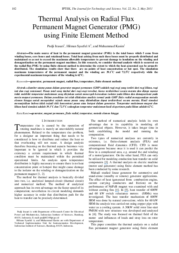 (PDF) Thermal Analysis on Radial Flux Permanent Magnet Generator (PMG ...