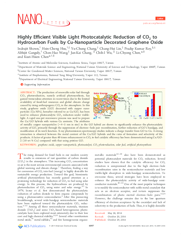 (PDF) Highly efficient visible light photocatalytic reduction of CO2 to ...