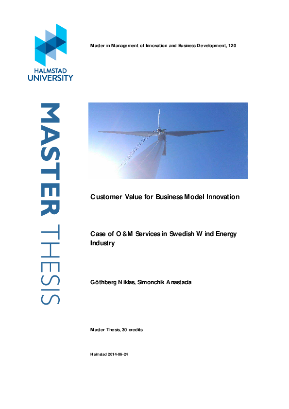 (PDF) Customer value for business model innovation : Case of O&M ...