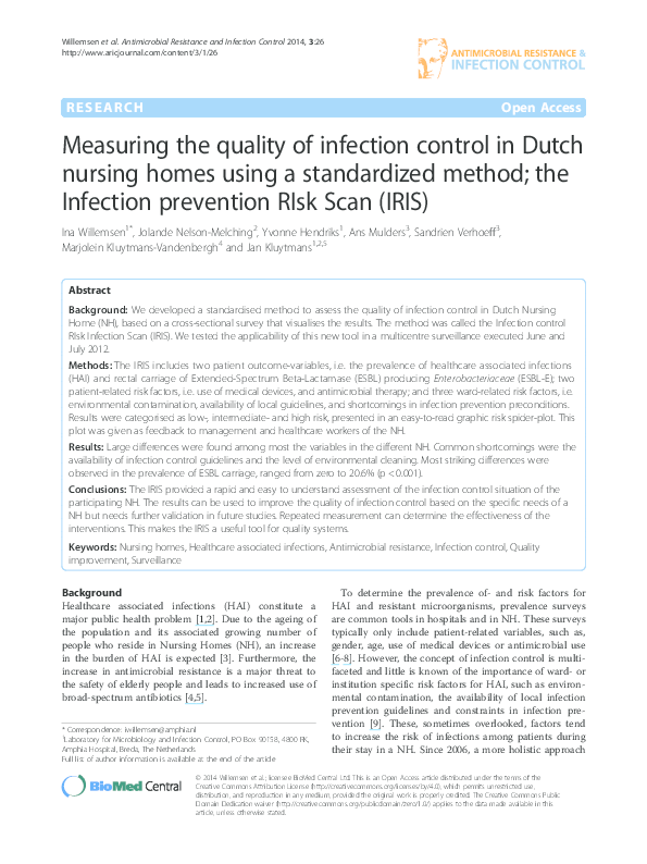 (PDF) Measuring the quality of infection control in Dutch nursing homes ...