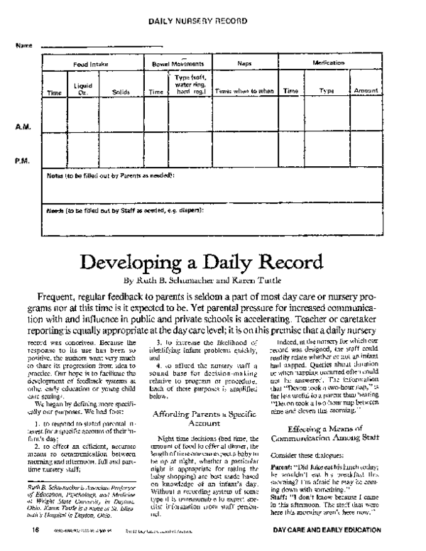 (PDF) Developing a daily record