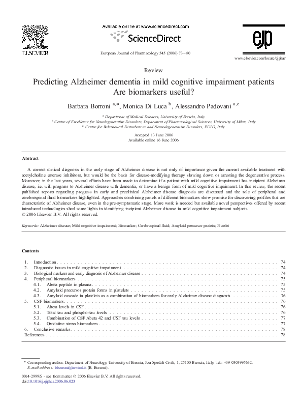 (PDF) Predicting Alzheimer dementia in mild cognitive impairment patients