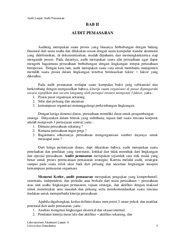 Audit pemasaran essay image