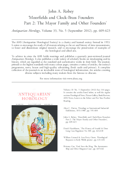 (PDF) Moorfields and Clock-Brass Founders, Part 2: The Mayor family and ...