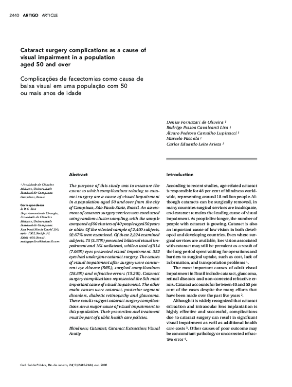 (PDF) Cataract surgery complications as a cause of visual impairment in ...