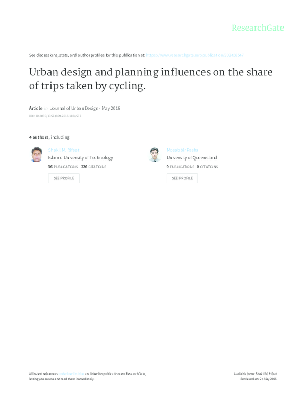 Urban design and planning influences on the share of trips taken by cycling