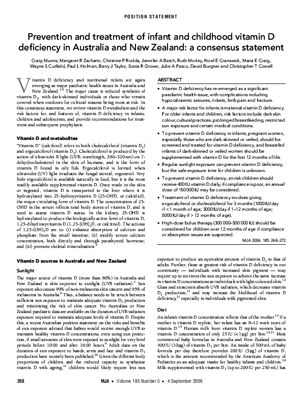 (PDF) Prevention and treatment of infant and childhood vitamin D