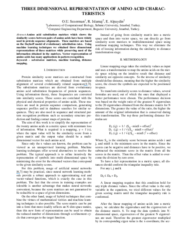 (PDF) Three dimensional representation of amino acid characteristics